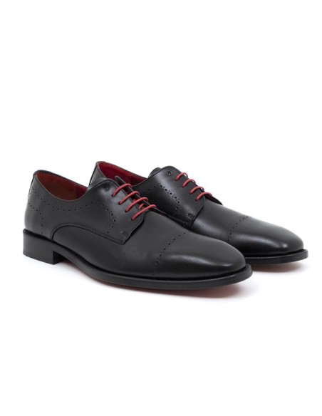 Black leather derby