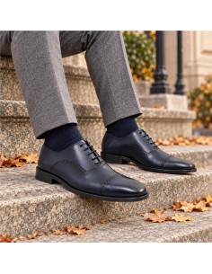 Blue leather Oxford