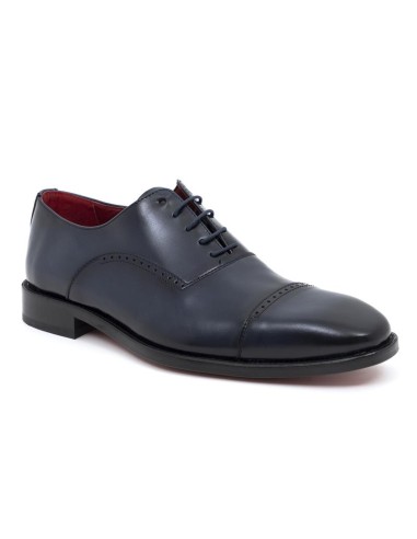 Oxford de piel tintado a mano color azul