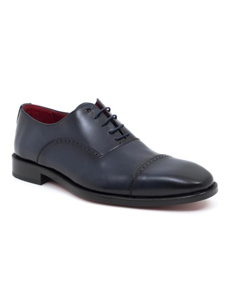 Oxford de piel tintado a mano color azul