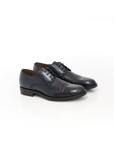 Derby de piel con costura color azul