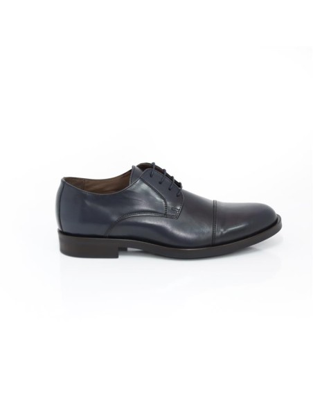 Derby de piel con costura color azul