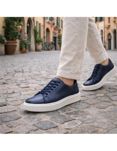 Sneakers de piel liso color azul