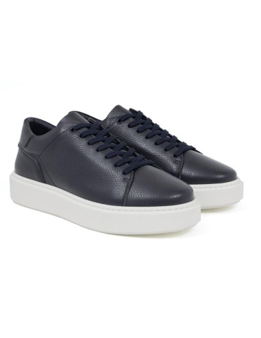 Blue leather sneakers
