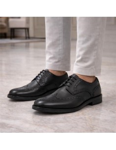 Black leather derby