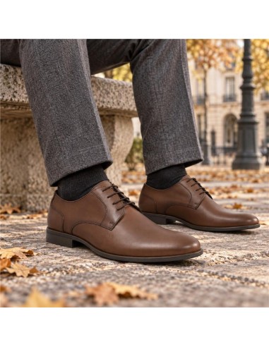 Derby de piel liso color cuero