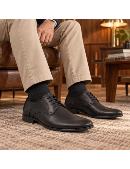 Black leather derby