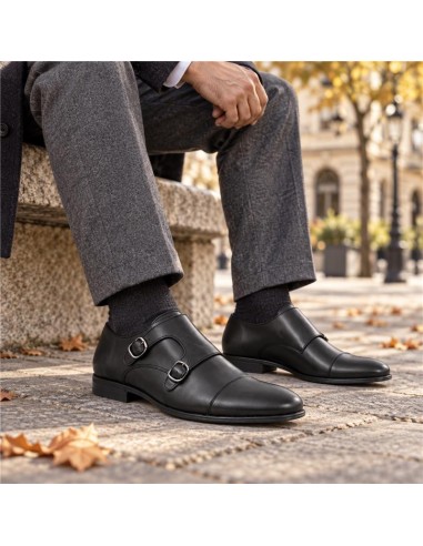 Black leather monkstrap
