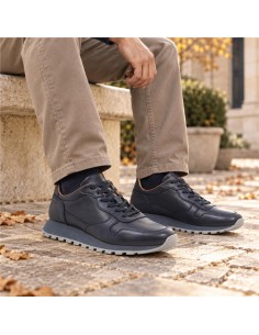 Blue leather sport shoe