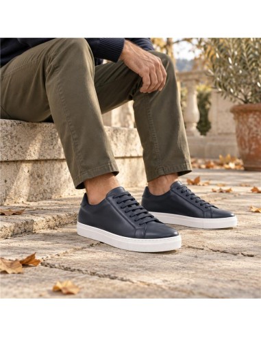 Sneakers de piel trenzado color azul