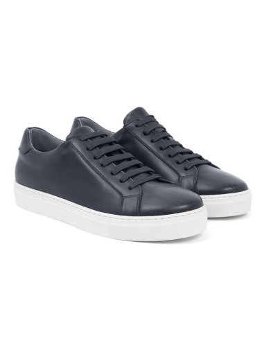 Sneakers de piel trenzado color azul