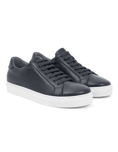 Sneakers de piel trenzado color azul