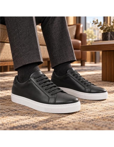 Sneakers de piel trenzado color negro