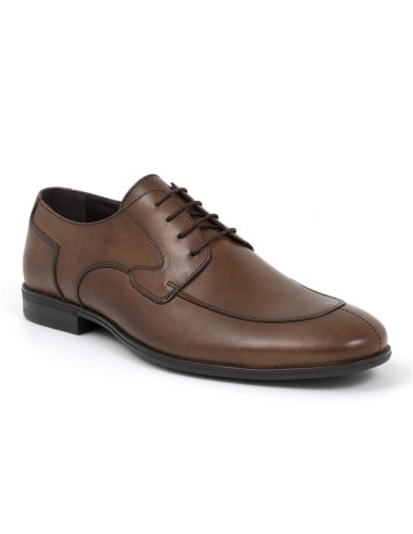 Derby de piel con bordón color cuero