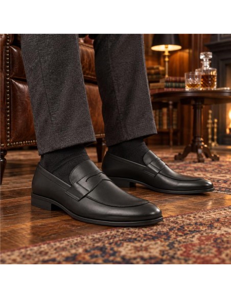 Black leather moccasin