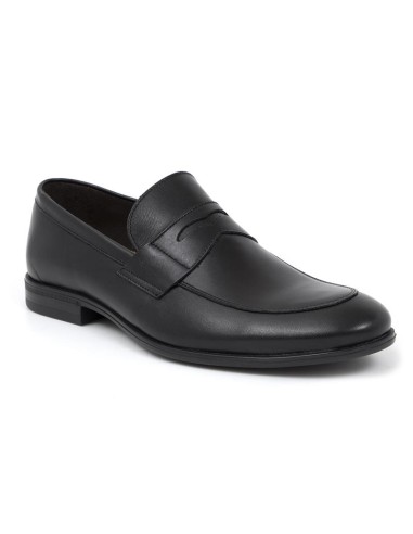 Black leather moccasin