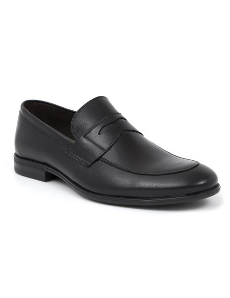 Black leather moccasin