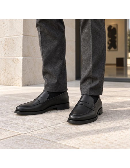 Black leather moccasin