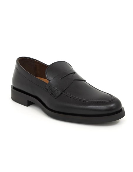 Black leather moccasin