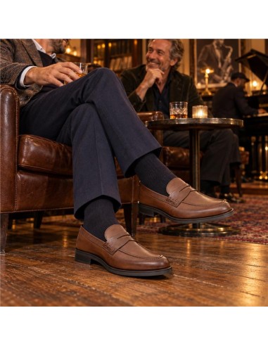 Brown leather moccasin