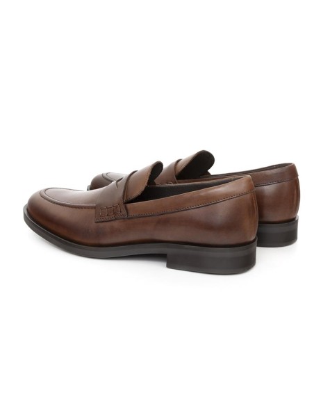 Brown leather moccasin