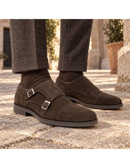 Brown suede monkstrap