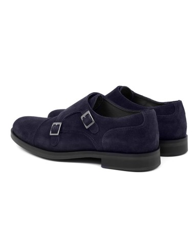Zapato con hebilla de ante con dos  hebillas color azul