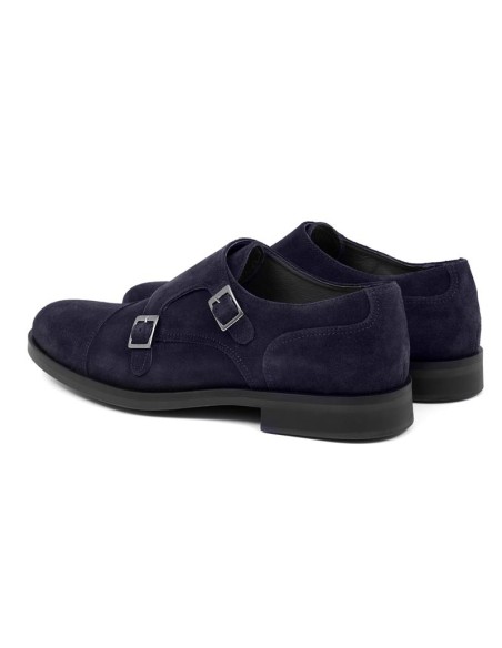 Zapato con hebilla de ante con dos  hebillas color azul