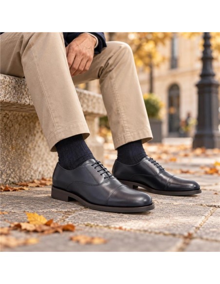 Blue leather Oxford
