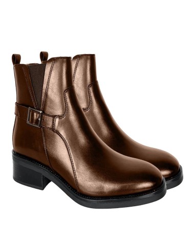 light brown leather women's ankle boots W-ECHAMEN-CUERO