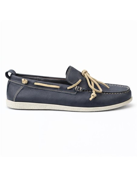Blue suede boat shoe