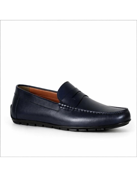 Mocasín de piel con antifaz color azul