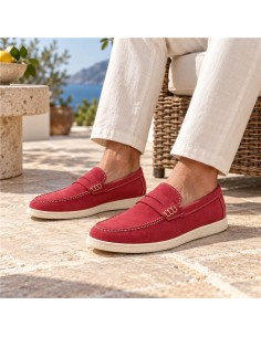 Burgundy suede moccasin