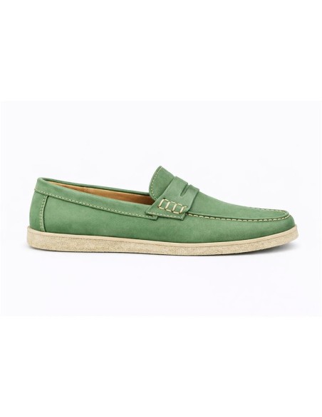 Green suede moccasin