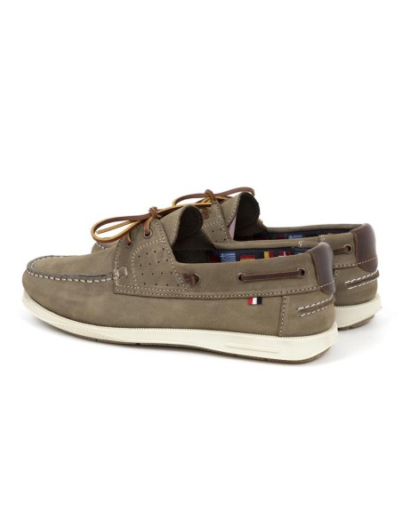 Grey leather boat shoe