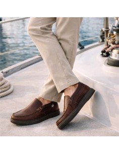 Brown leather moccasin