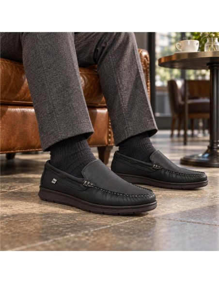 Mocassin de peau bleu NIPAT-NAVY