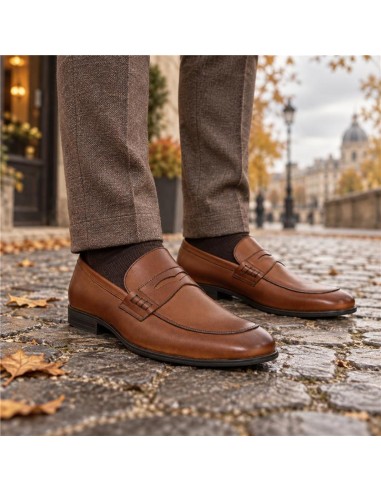 Brown leather moccasin