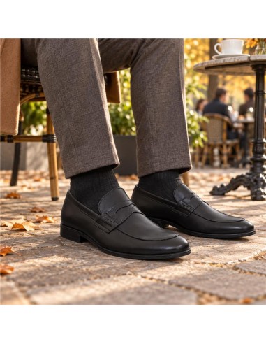 Black leather moccasin