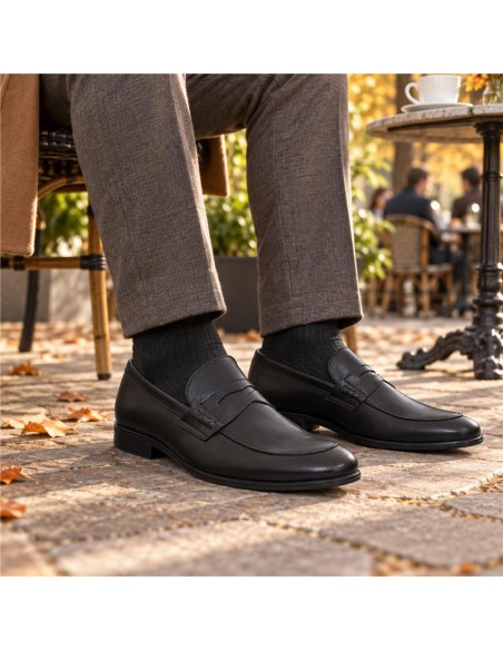 Black leather moccasin