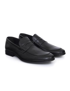 Mocasín de piel de piso antideslizante color negro 2