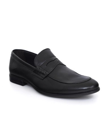 Black leather moccasin