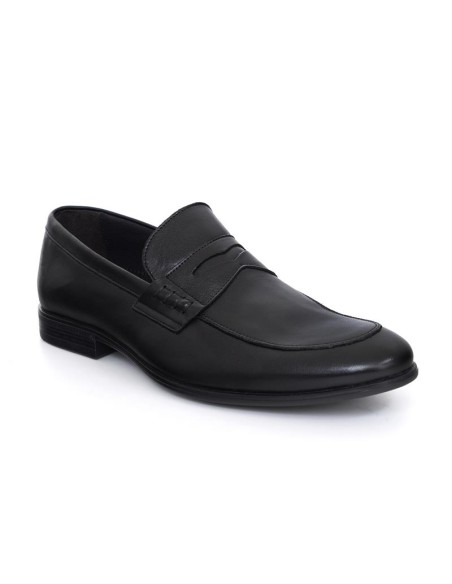 Black leather moccasin