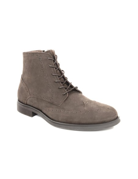 Botín de nobuck semi-brogado color gris