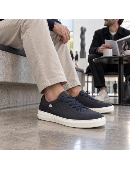 Sneakers de nobuck liso color azul
