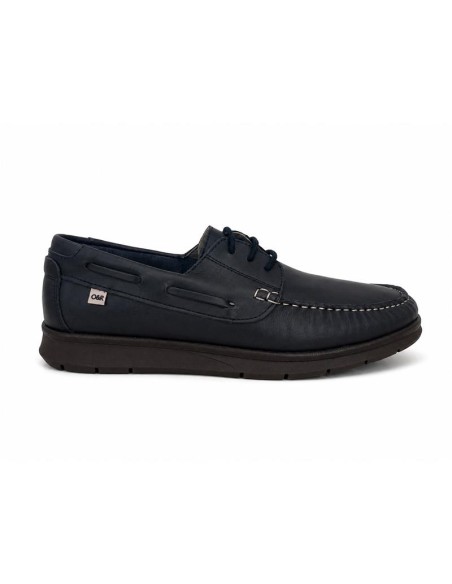 Blue leather boat shoe