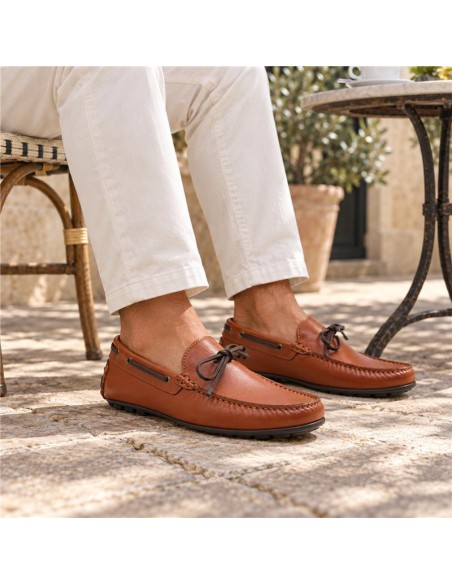 Brown leather moccasin