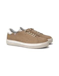 Sneakers de nobuck liso color beige 2
