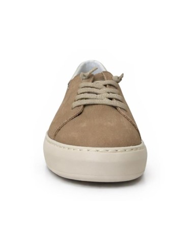 Sneakers de nobuck liso color beige