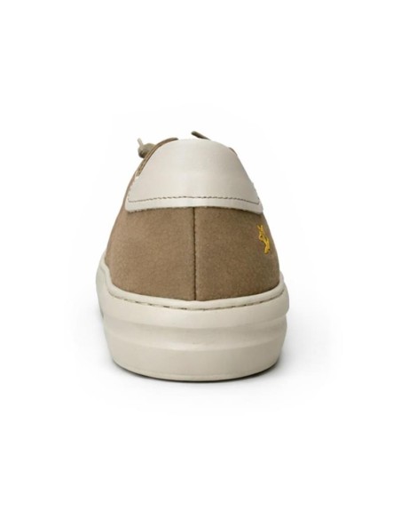 Sneakers de nobuck liso color beige